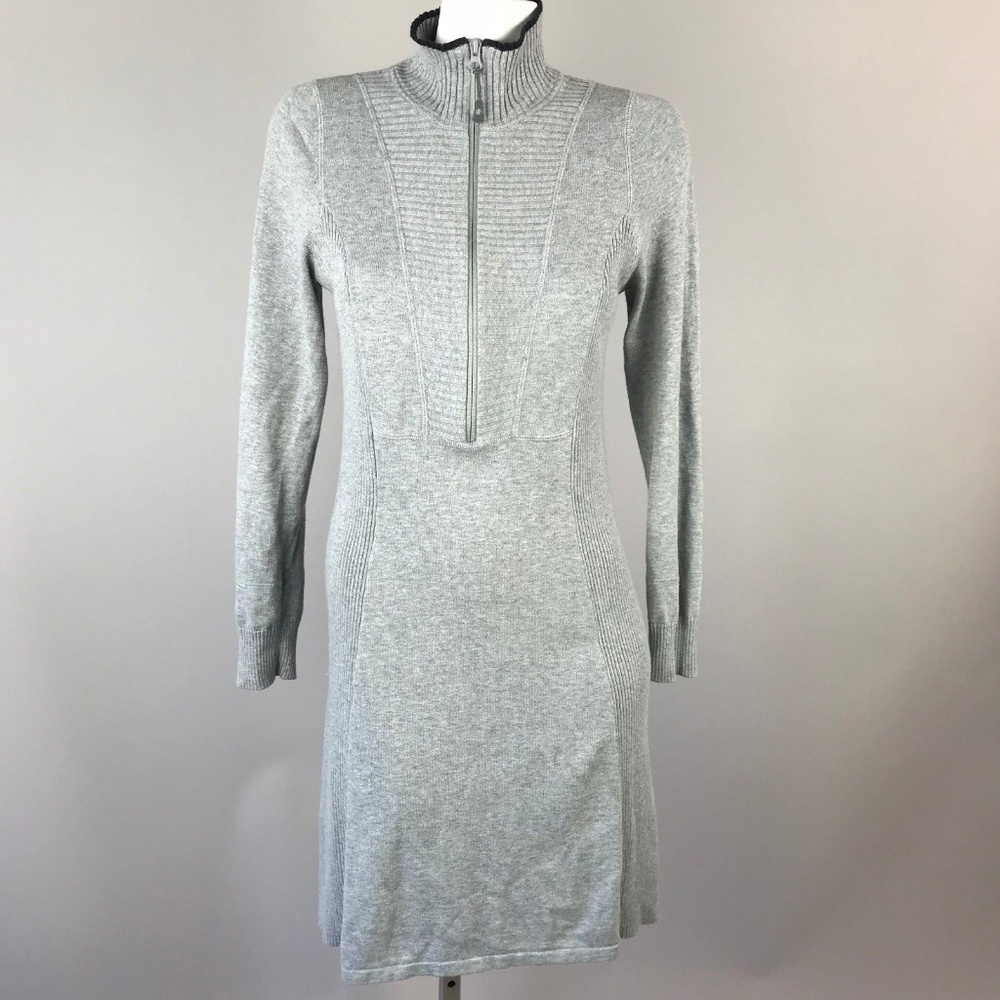 ATHLETA Gray Durango Half Zip Ribbed Sweater Dress - Picture 1 of 6